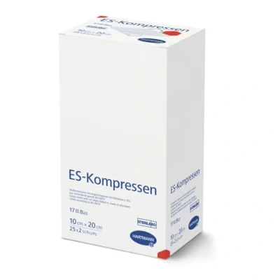 Abbildung von Hartmann ES Mullkompressen steril 10 x 20 cm, 17 fädig, 8 fach (1 Karton = 15 Pack à 25 2 Stück)