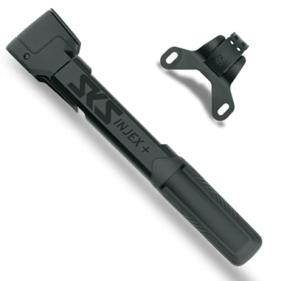 Abbildung von SKS GERMANY INJEX Plus Minipumpe (Fahrradpumpe für Unterwegs, Ergonomischer Griff, Zuschaltbare Teleskop Funktion, Platzsparende Befestigung, MV Easy Kopf alle Ventile), Schwarz