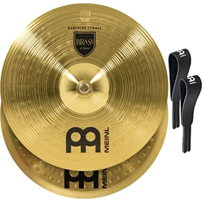 Abbildung von Meinl Cymbals MA BR 14M Messing Marschbecken im Paar inklusive Lederriemen und Pads 35,56 cm (14 Zoll)