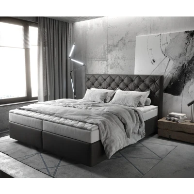 Abbildung von DELIFE Boxspringbett Dream Great, Lederimitat Anthrazit 180x200 cm mit Matratze und Topper