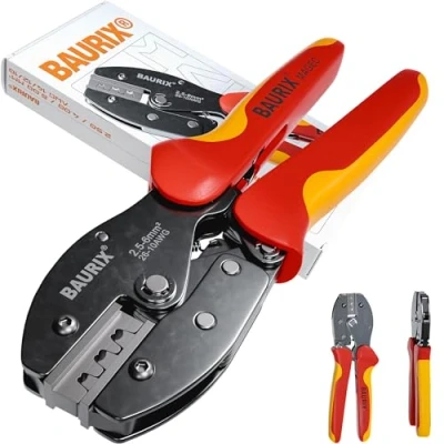 Abbildung von BAURIX® MC4 Crimpzange [2,5 6mm²] I Solar für PV Kabel, Solarstecker Verbinder, Stecker, Y Stecker Werkzeug, Crimpzangen, Zange