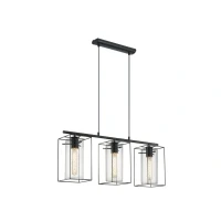 Abbildung von Eglo 49496 Hängeleuchte Loncino Stahl schwarz, Rauchglas E27 3X40W L:74,5cm B:15cm H:110cm dimmbar
