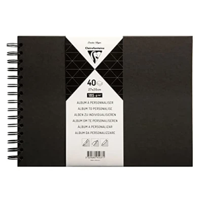 Abbildung von Clairefontaine 95437C Album DIY zum Personalisieren, 40 Blatt schwarz 185g im Format 27x20 cm, fester Umschlag Schwarz, 1 Stück