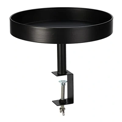 Abbildung von Spetebo Beistelltisch Metall Beistell Tisch zum Klemmen schwarz 28 cm (Komplettset, 1 St., Tablett mit Halterung), kein Werkzeug erforderlich / Blumenständer