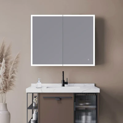 Abbildung von Home Deluxe LED Spiegelschrank Schwarz EVE 100 x 80 cm