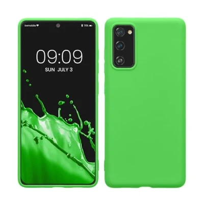 Abbildung von kwmobile Hülle kompatibel mit Samsung Galaxy S20 FE weiches TPU Silikon Case Cover geeignet für kabelloses Laden Limettengrün