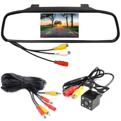 Abbildung von Wried Rückfahrkamera Set, 4,3 Zoll TFT LCD Auto Rückspiegel Monitor 4LEDs Wasserdicht Nachtsicht Reverse Backup