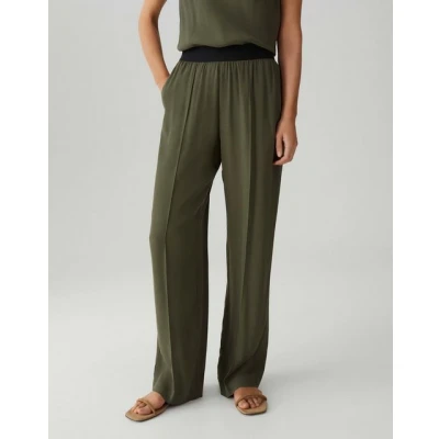 Abbildung von OPUS Pants MID RISE LONG WIDE FIT Weiter Gerader Beinverlauf Stoffhose, Damen, Größe: 38, Olive leaf