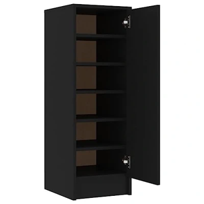 Abbildung von vidaXL Schuhschrank mit 6 Fächern Schuhregal Schuhablage Schrank Regal Schuhaufbewahrung Kommode Schuhständer Schwarz 32x35x92cm Holzwerkstoff