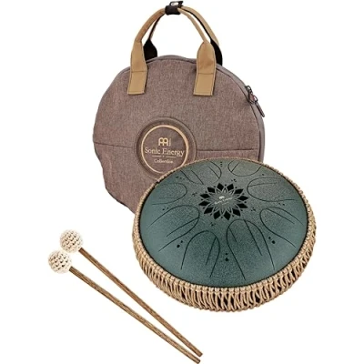 Abbildung von Sonic Energy 10 Zoll Zungentrommel F# Moll, 8 Töne Für Meditation, Yoga, Percussion Inkl. Schlägel &amp; Tasche Dunkelgrün (MOSTD4DG)