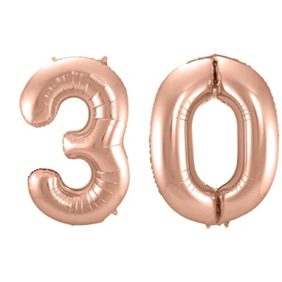 Abbildung von Folat 800167 Folienballon Zahl 30 rosegold ca. 86 cm hoch