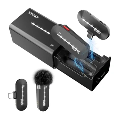 Abbildung von SYNCO Typ C Drahtloses Lavalier Mikrofon, P1ST 2,4GHz Kabelloses Handy Mikrofon mit Ladekoffer für USB Mobiltelefone und Tablets, Wireless Funkmikrofon