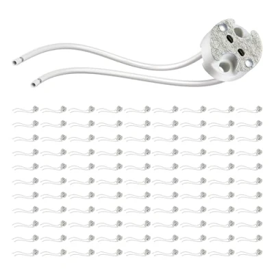 Abbildung von ledscom.de 100 Stück GU5.3/G4 Fassung, Keramik, weiß, 12V AC, max. 25W