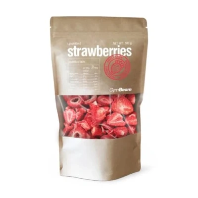 Abbildung von GymBeam Gefriergetrocknete Früchte Erdbeeren ohne Zusatzstoffe, zuckerfrei, knusprig, länger haltbar, ideal für Snacks, Porridge, Joghurts und Desserts, 100 g