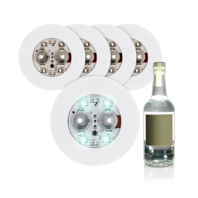 Abbildung von Spetebo LED Dekolicht Selbstklebendes Flaschenlicht 5er Set je 6 cm, Farbwechsel, LED, kalt weiß, bunt mit Farbwechsel Leuchtsticker für Flaschen