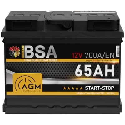 Abbildung von BSA AGM Batterie 65Ah 12V 700A/EN Start Stop Autobatterie VRLA statt 60Ah