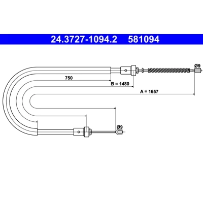 Abbildung von ATE 24.3727 1094.2 Handbremsseil 1657 DACIA: SANDERO 2