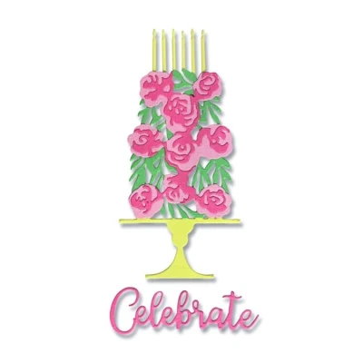 Abbildung von Sizzix Thinlits Stanzschablonenset Celebrate Cake von Jen Long 664243 Stanzschablonen aus Metall für Kartenherstellung, Scrapbooking, Papierhandwerk und mehr, Kunststoff, Grey, One Size