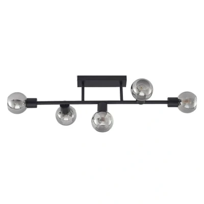 Abbildung von Lindby Deckenlampe Biscala, 5 flg., schwarz/rauch