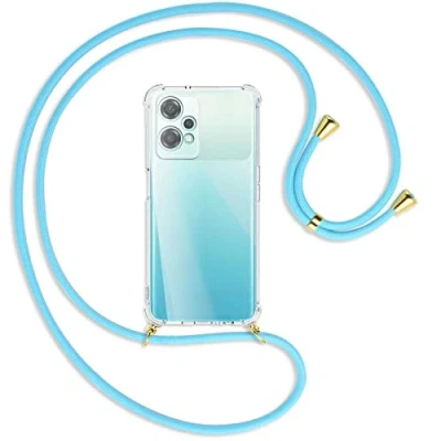 Abbildung von mtb more energy® Handykette kompatibel mit OnePlus Nord CE 2 Lite 5G (6.59&#039;&#039;) Himmelblau/Gold Smartphone Hülle zum Umhängen Anti Shock Full TPU Case