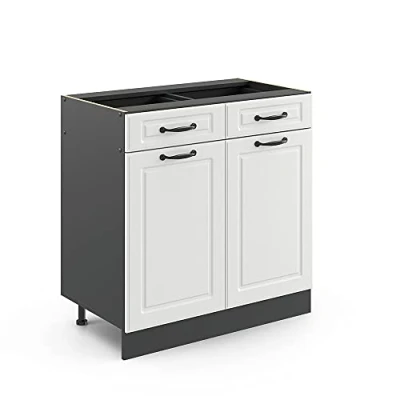 Abbildung von Vicco Küchenunterschrank R Line, Weiß Landhaus/Anthrazit, 80 cm ohne Arbeitsplatte