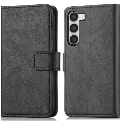 Abbildung von Samsung Galaxy S23 Hülle Kunstleder iMoshion Klapphülle Handyhülle Schwarz