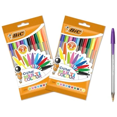 Abbildung von BIC Kugelschreiber Cristal Multicolour, in 10 Farben, Strichstärke 1.6 mm, 2x10er Pack, Ideal für das Büro, Home Office oder die Schule