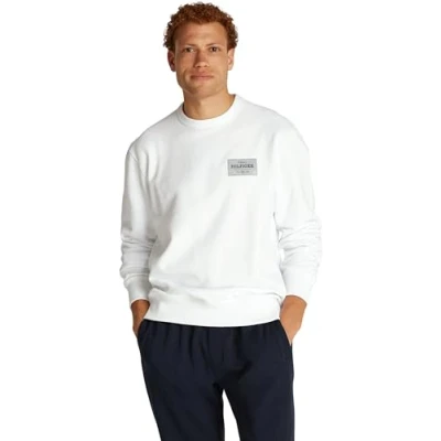 Abbildung von Tommy Hilfiger Herren Sweatshirt Monotype Label Rundhalsausschnitt, Weiß (White), M