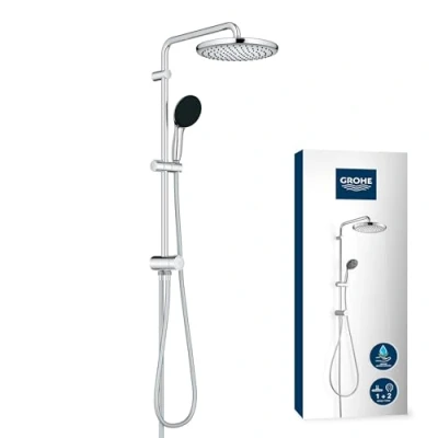 Abbildung von GROHE Vitalio 250 Duschsystem mit Umstellung, wassersparend 8l pro Min (für vorhandene Armaturen, 2 Strahlarten, Brausestange 74cm), rund, chrom, 26680001