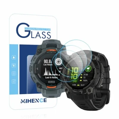 Abbildung von MIHENCE Schutzfolie Kompatibel für Garmin Instinct 3 45mm AMOLED/Solar Smartwatch, 9H Anti Kratzer gehärtetes Glas folie (3 Stück)