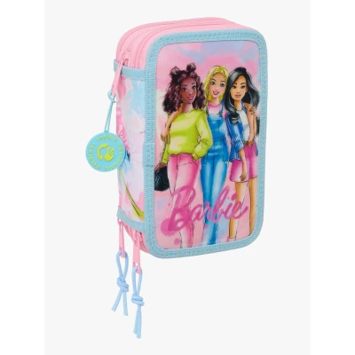 Abbildung von Barbie Dreifach Federmäppchen, Rosa/Hellblau