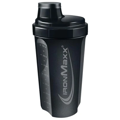 Abbildung von IronMaxx Eiweiß Shaker Deep Black 700ml Proteinshaker mit Drehverschluss, Sieb &amp; Mess Skala auslaufsicher, spülmaschinengeeignet frei vom Weichmacher BPA DEHP