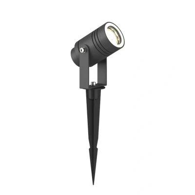 Abbildung von Lucande Außenstrahler Galina, Erdspieß, Stecker, grau, 11 cm