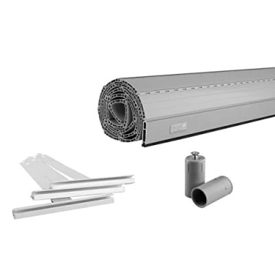 Abbildung von Schellenberg 39017 130 x 150 cm, grau, Rolladenpanzer Set PVC Maxi für 60 mm Stahlrohrwellen, Breite kürzbar, inkl. Rolladen Aufhängefeder, Alu Endleiste, Rolladenstopper