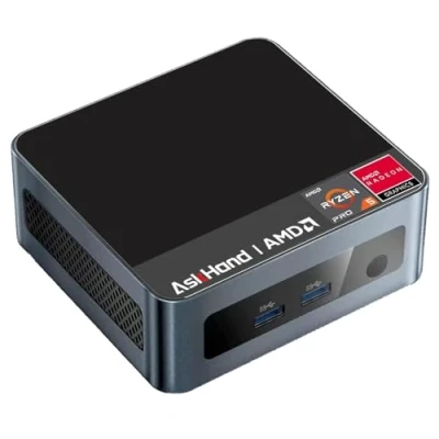 Abbildung von AskHand AMD Ryzen Mini PC, 5 5600H (6C/12T 4.2 GHz) 16GB DDR4 512GB SSD, Windows 11 Pro/WiFi 6/ BT 5.2/ USB*4/ Type C (4K@60Hz 8K@30Hz)/ HDMI*2 (4K@60Hz) 3 Bildschirmausgabe