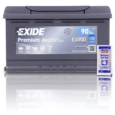 Abbildung von EXIDE EA900 Premium Carbon Boost Autobatterie 12V 90Ah 720A Starterbatterie PKW KFZ Batterie Ersetzt 82Ah 84Ah 85Ah 87Ah 88Ah + 1x Batteriepolfett