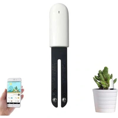 Abbildung von 4 in 1 Pflanzenfeuchtigkeitsmesser Gießanzeiger, Intelligenter Bodentester überwacht automatisch Pflanzen Feuchtigkeit/Licht/Fruchtbarkeit/Temperaturniveau, für Mijia APP (1 Packungen)
