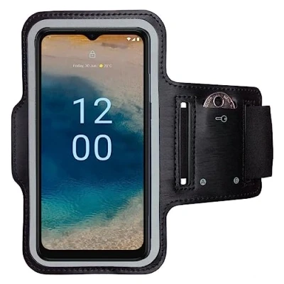 Abbildung von CoverKingz Sportarmband für Nokia G22 Armtasche mit Schlüsselfach Oberarm Halterung Sport Laufarmband Handy Armband Schwarz