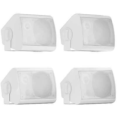 Abbildung von Herdio 5,25 Zoll AußenLautsprecher Wasserdicht Verdrahtet 600Watt Wandmontage Outdoor Lautsprecher Superior Stereo Dome Tweeter Allwetter für Indoor Patio Porch(4 weiß Lautsprecher)