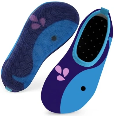 Abbildung von Badeschuhe Strandschuhe Schwimmschuhe Wasserschuhe Junge Baby Aquaschuhe Schnell Trocknend Barfuss Schuh für Kinder Beach Pool（Wale Blau 28/29）