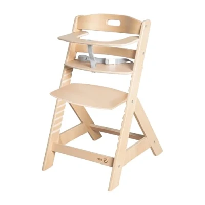 Abbildung von roba® Hochstuhl Liv Up mitwachsender Treppenhochstuhl bis 70kg belastbar, höhenverstellbar &amp; nachhaltig aus FSC zertifiziertem Holz Natur