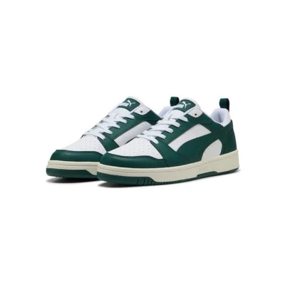 Abbildung von Puma Rebound V6 Unisex Sneaker low, Größe: 47, Dark myrtle/warm white Lederimitat/textil