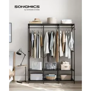 Abbildung von SONGMICS Kleiderschrank Kleiderständer Garderobenständer, Ablagen, abnehmbare Haken