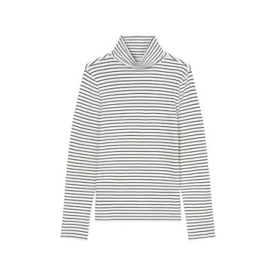 Abbildung von Marc O&#039;Polo Denim Turtelneck Stripes Langarmshirt, Damen, Größe: Medium, Offwhite