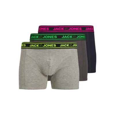 Abbildung von Jack &amp; Jones Jacethan Solid 3 PACK Panties, Herren, Größe: Large, Dark grey melange/navy blazer/light melange