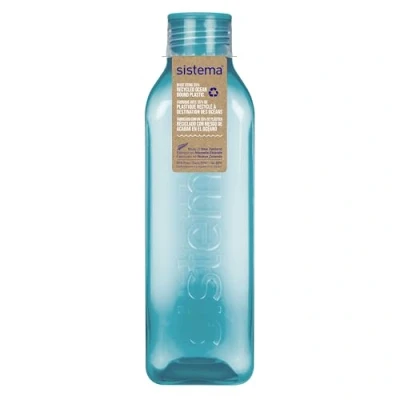 Abbildung von Sistema Vierkant Wasserflasche 1L auslaufsichere Kinderwasserflaschen BPA frei Teal Stone 1 Stück