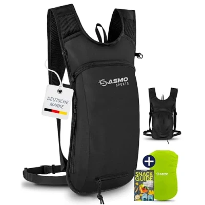 Abbildung von SASMO® Fahrradrucksack klein mit Thermofach &amp; Helmnetz MTB Rucksack Ultraleicht 350g / 6L Fahrrad inkl. Regenschutz Herren Damen (Schwarz)