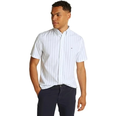 Abbildung von Tommy Hilfiger Herren Hemd Flex Poplin Kurzarm, Mehrfarbig (Sweet Blue / Optic White), XL