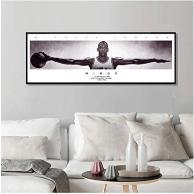 Abbildung von LYFCV Michael Jordan Wings Wandkunst Leinwandbilder für Wohnzimmer Moderne Leinwand Bilder Poster Drucke Dekor 50x150cm Kein Rahmen