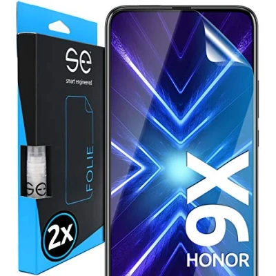 Abbildung von smart engineered s.e Schutzfolie für Honor 9X, 2 Stück, Full Screen, Positionierhilfe, 9X Schutzfolie, transparente Displayfolie, funktionierende Alternative zu Schutzglas, Schutzglasfolie